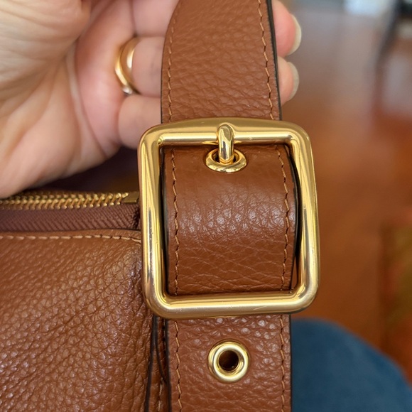 Coach Val Duffle Shoulder Bag Redwood Brown w Gold Pebbled Leather EUC - Picture 14 of 16